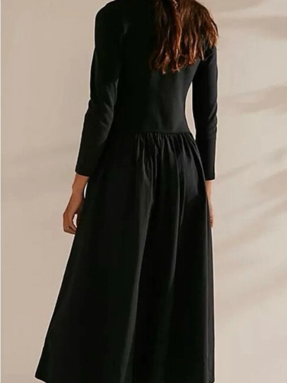 Free People Aelia Drop-Waist Midi Dress. NWT. Black